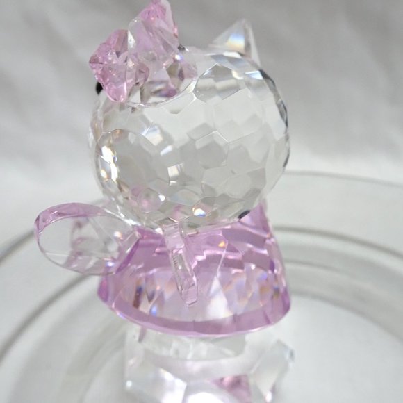 Winged HELLO KITTY Fairy Faceted Crystal Glass Art Figurine Pink Dress Cute Eyes - Picture 8 of 10